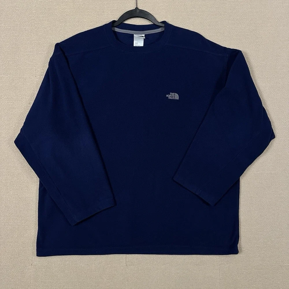 The North Face Fleece Pullover XL Navy Blue Crewneck Sleeve Pocket Lightweight